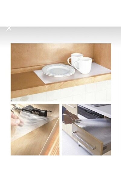 Pomask Mutfak Şeffaf Raflık Kaymaz Dolap Içi Çekmece Raf Örtüsü Kaydırmaz 10 Metre Koruyucu Ev Ürünü45cmx10