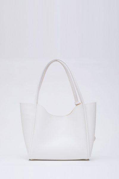 SHAKA Λευκή Shk108 Γυναικεία τσάντα χεριού και ώμου με πορτοφόλι από συνθετικό δέρμα και τσάντα μακιγιάζ