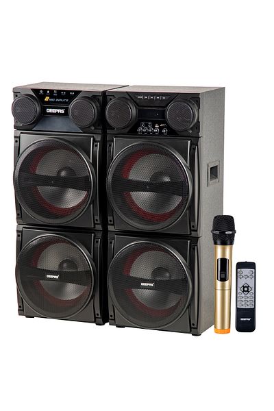 Geepas نظام مكبر صوت هاي فاي مع جهاز تحكم عن بُعد، منفذ USB/SD/FM/BT، ومدخل ميكروفون/AUX | 80000 واط PMPO|GMS8517