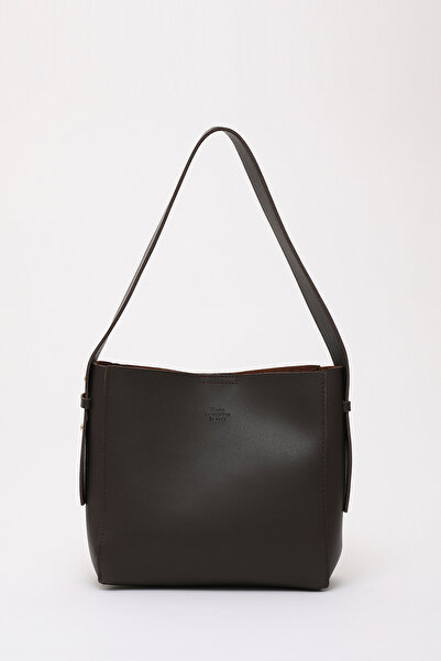 SHAKA حقيبة يد وذراع وكتف من الجلد الصناعي بلون القهوة Shk185 مع حزام قياسي