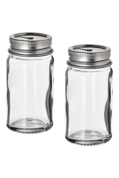 IKEA IKEA CITRONHAJ Salt and pepper shakers, clear glass/stainless steel, 8 cm