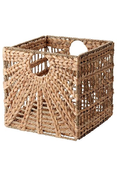 IKEA LUSTIGKURRE Basket, natural water hyacinth/seagrass, 32 x 33 x 32 cm
