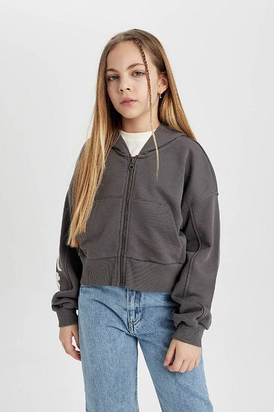 DeFacto Girl's Hooded Zippered Sweatshirt B9553a824sp