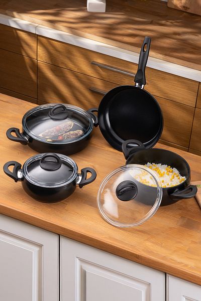 Emsan Crystal 7 Piece Crock Set Black
