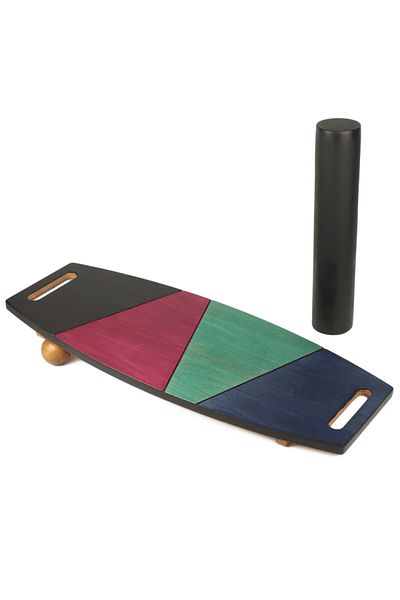 Wood Stone Art Colorful Balance Board - Balance Roller Board - Dual Function Surfing and Kayaking Training Board
