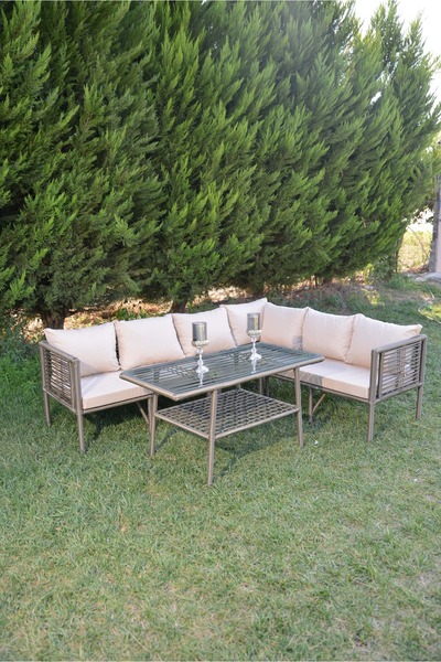 UYSALGARDEN Defne Köşe Bahçe Balkon Takımı Çim