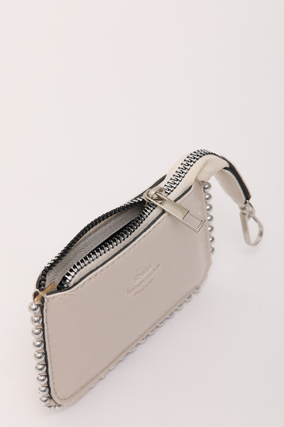 SHAKA Cream Shk192 Faux Leather Beaded Charm Bag Accessory, Card Holder Wallet