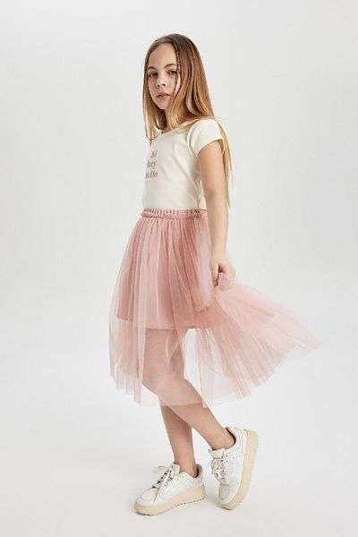 DeFacto Girl's Stretch Waisted Tulle Skirt C0528a824sm