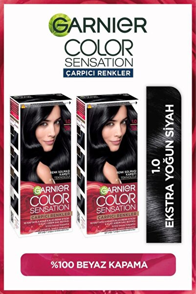 Garnier Çarpıcı Renkler, 1.0 Ekstra Yoğun Siyah, Kalıcı Krem Saç Boyası, Demikit