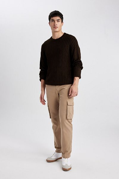 DeFacto Relax Fit Crew Neck Basic Απλό Πλεκτό Πουλόβερ B9723ax24sp