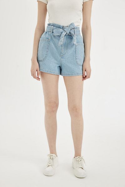 DeFacto Pantaloni scurți din Jean Paperbag cu talie înaltă - C2445AX24HS