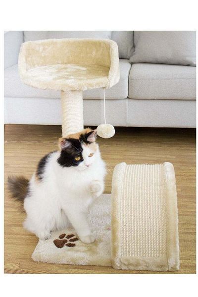 COOYA Cat Vitoria Scratching Post,with Plush Platform,Dangling Cat Toy,53x40 cm,Sisal Covered Scratcher
