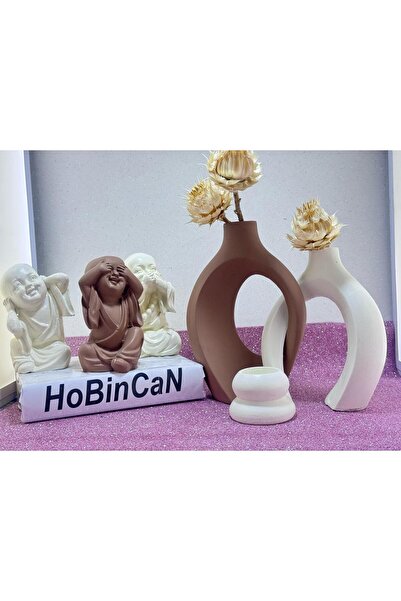 BLANJ Sevgili sarmaşık vazo ve Görmedim Duymadım Bilmiyorum Mumluk biblo