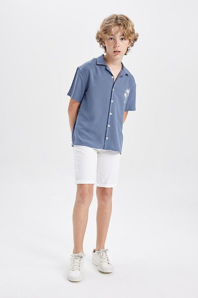 DeFacto Boy's Viscose Polo Neck Shirt - Wide Fit, Short Sleeve C1811A824Sm