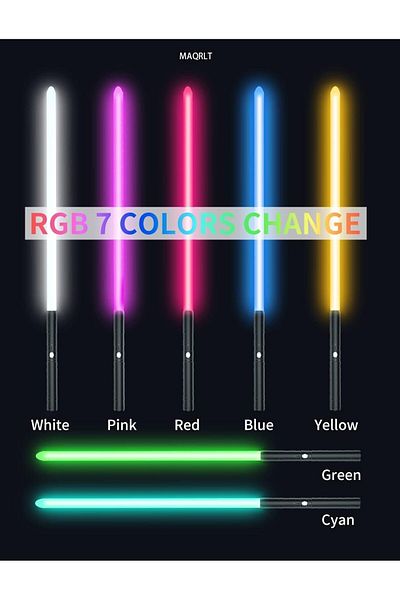 COOYA 2 Pack Rechargeable Cosplay RGB Lightsaber,Type-C Rechargeable,7 RGB Colors with 3 Sound Modes