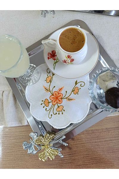 Çt Çeyizci Tekstil Presentation Napkin, Cocktail Napkin, Coffee Side Presentation Holder, Cup Pad 6 Pieces Presentation Napkin