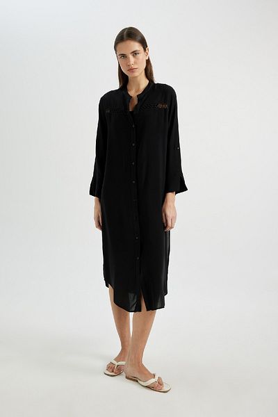 DeFacto Fall In Love Bedrucktes Strandkleid mit normaler Passform C2037ax24sm
