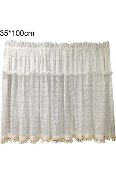 Generic Cotton Short Window Curtain Beige/White