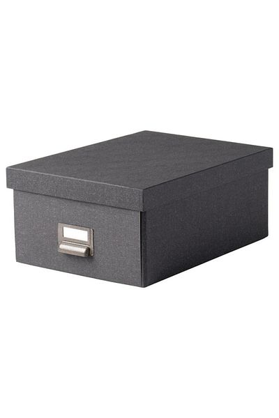 IKEA TJOG Storage Box with Lid, Dark Grey, 25x36x15 cm – Sturdy & Stylish Organization
