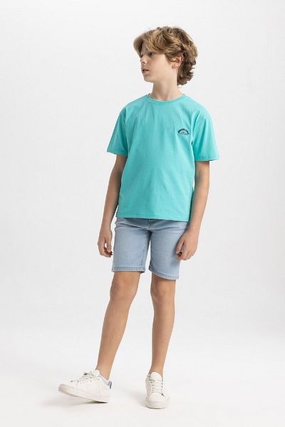 DeFacto Boy's Crew Neck Embroidered Short Sleeve T-Shirt C1918A824Sm