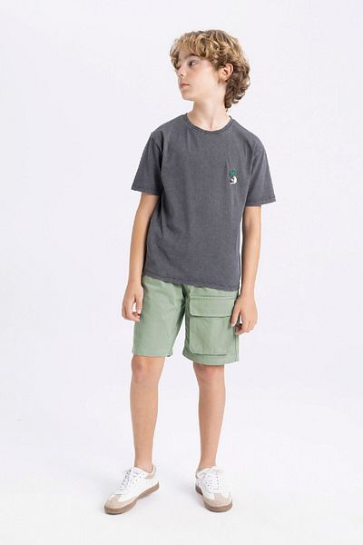 DeFacto Boy's Crew Neck Washed Faded Effect Short Sleeve T-Shirt C1918A824Sm