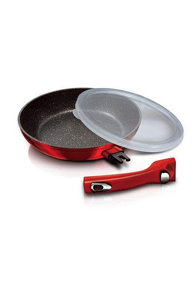 Berlinger Haus Frying pan with removable handle + lid Burgundy Metallic Line 24 cm