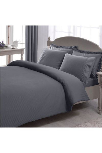 Taç Lenjerie XXL dublu bumbac 100% premium satin, Taç, Stripe Antracit King