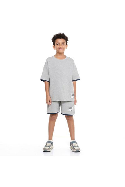 Victor and Jane Boys' Cord Set – Grey T-Shirt and Shorts Outfit