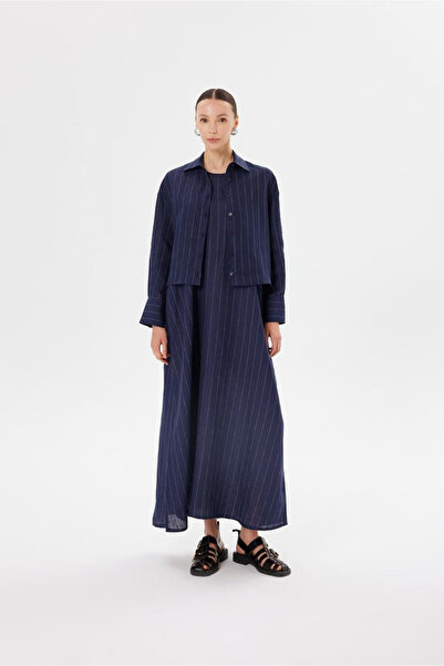 TERZİ DÜKKANI LINE 100% in - Cămașă scurtă cu dungi, bleumarin