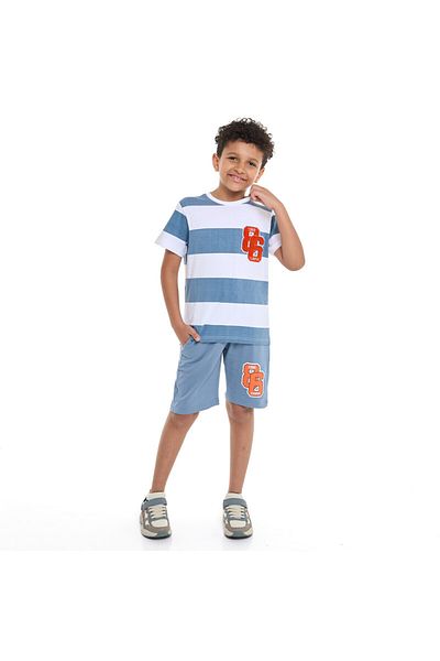 Victor and Jane Senior Boys' Applique Pocket Detail Set - Blue