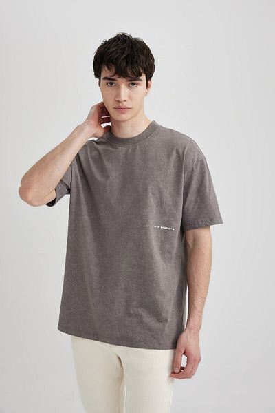 DeFacto Μπλουζάκι με κοντό μανίκι Boxy Fit Crew με στάμπα C2138ax24sm