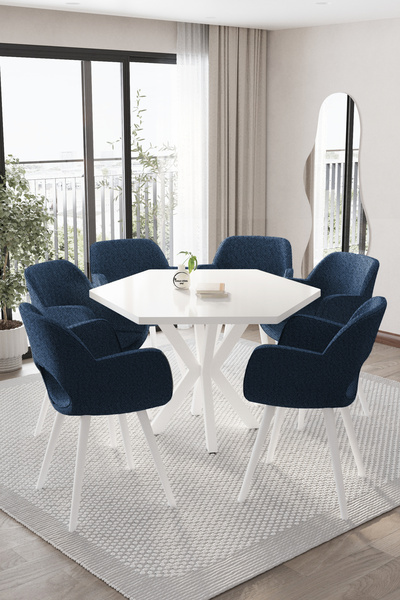 BY ORHAN GÜZEL MUTFAK MASASI TAKIMI YEMEK MASASI TAKIMI 6 KİŞİLİK YUVARLAK WE...