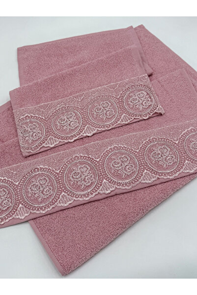 AYHANHOME French Guipure Stone 50X90, 30X50 Hand and Kitchen Towel Set 3 Pieces