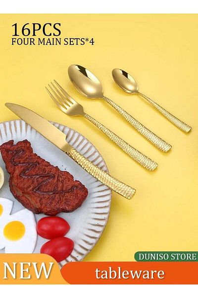 Generic مجموعة أدوات المائدة الفضية الذهبية الفاخرة المصنوعة من جلد الثعبان بالجملة