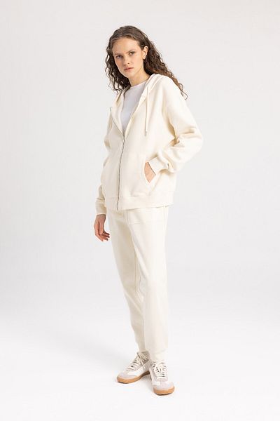 DeFacto Relax Fit Kapuzentasche Basic Plain Zip Sweatshirt C1809ax23wn