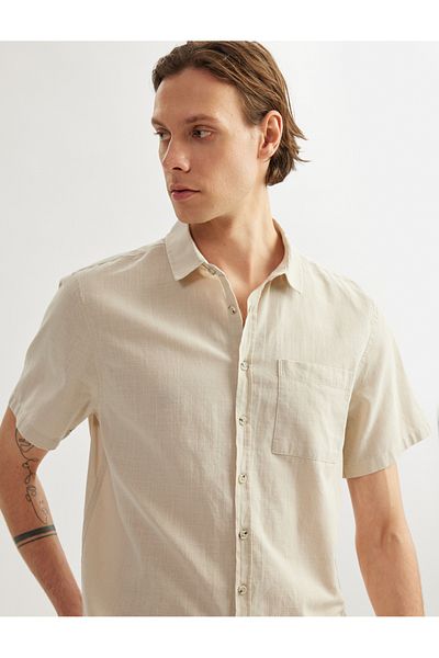 Koton New Season Short Sleeve Cotton Slim Fit Shirt with Pocket Detail