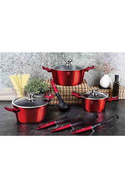 Berlinger Burgundy Metallic Line 10-Piece Marble Top Cutlery Set
