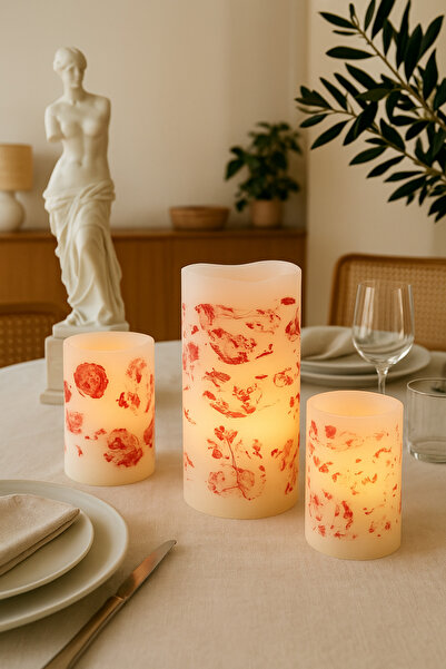 Arma House 3'lü Modern Renk Değiştiren Kumandalı Led Mum Seti