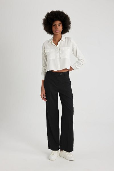 DeFacto Crop Shirt s dlouhým rukávem Regular Fit A5380ax24sp