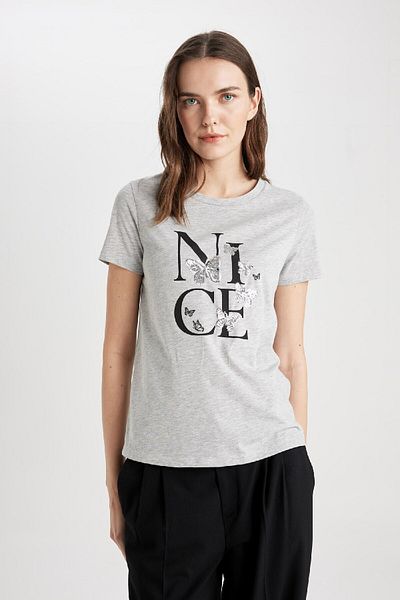 DeFacto Tričko Regular Fit s krátkým rukávem s motýlkovým výstřihem C2120ax24sp