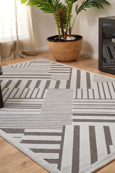 Kaşmir Halı 7/24 Iskandinav Kopenhag Gri Salon Mutfak Halısı Yolluk