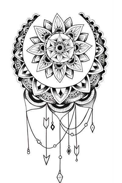 pivok Mandala Çiçek Motif Geçici Dövme Geçici Dövme Tattoo(STICKER)