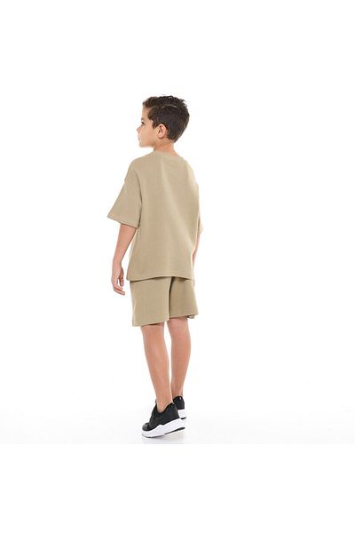 Victor and Jane Boys' Cord Set – Olive T-Shirt and Shorts Set