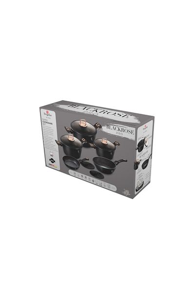 Berlinger Black Rose Collection 10-piece Cookware Set With Marble Nonstick