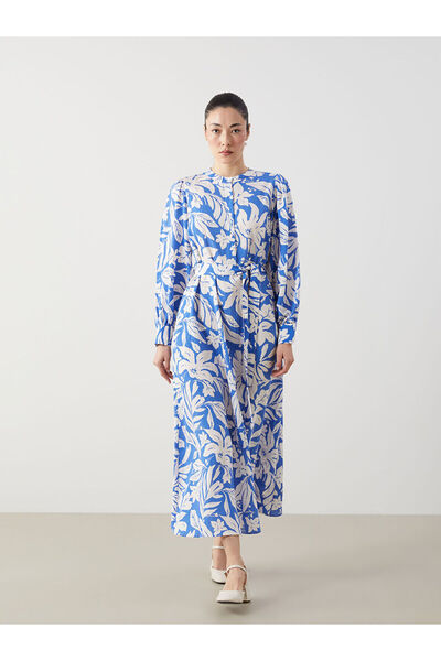 LC Waikiki Γυναικείο φόρεμα LCWAIKIKI Classic Blue Judge με μοτίβο γιακά