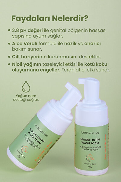 Bade Natural Nioli Yağlı Dış Genital Bölge Yıkama Köpüğü Ph 3.8 %100 Doğal 125 ml