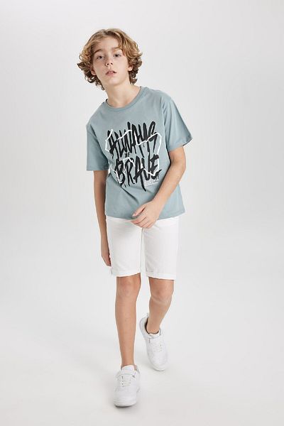 DeFacto Boy's Crew Neck Printed Short Sleeve T-Shirt C1915a824sm