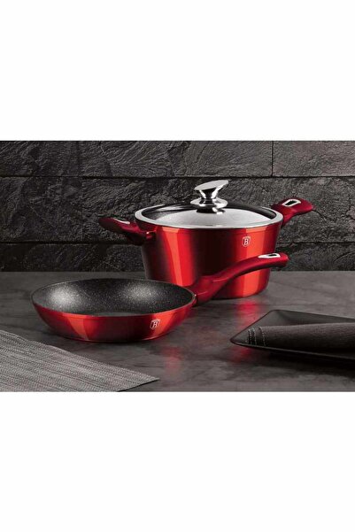 Berlinger Haus Sada nádobí s mramorovým povrchem 3 ks Burgundy Metallic Line