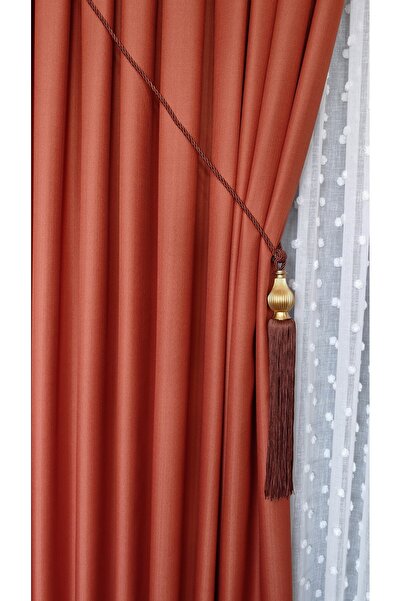 Yuka Orange Panel Backdrop Curtain, Luxury Heavy Weight 1/3 Folded Solid Color