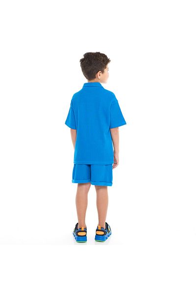 Victor and Jane Boys' Blue 2-Piece Jacquard Set with Pockets
